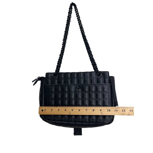 IHKWIP Quilted Black Shoulder Bag With Chain Strap & Buckle Closure - Picture 7 of 7